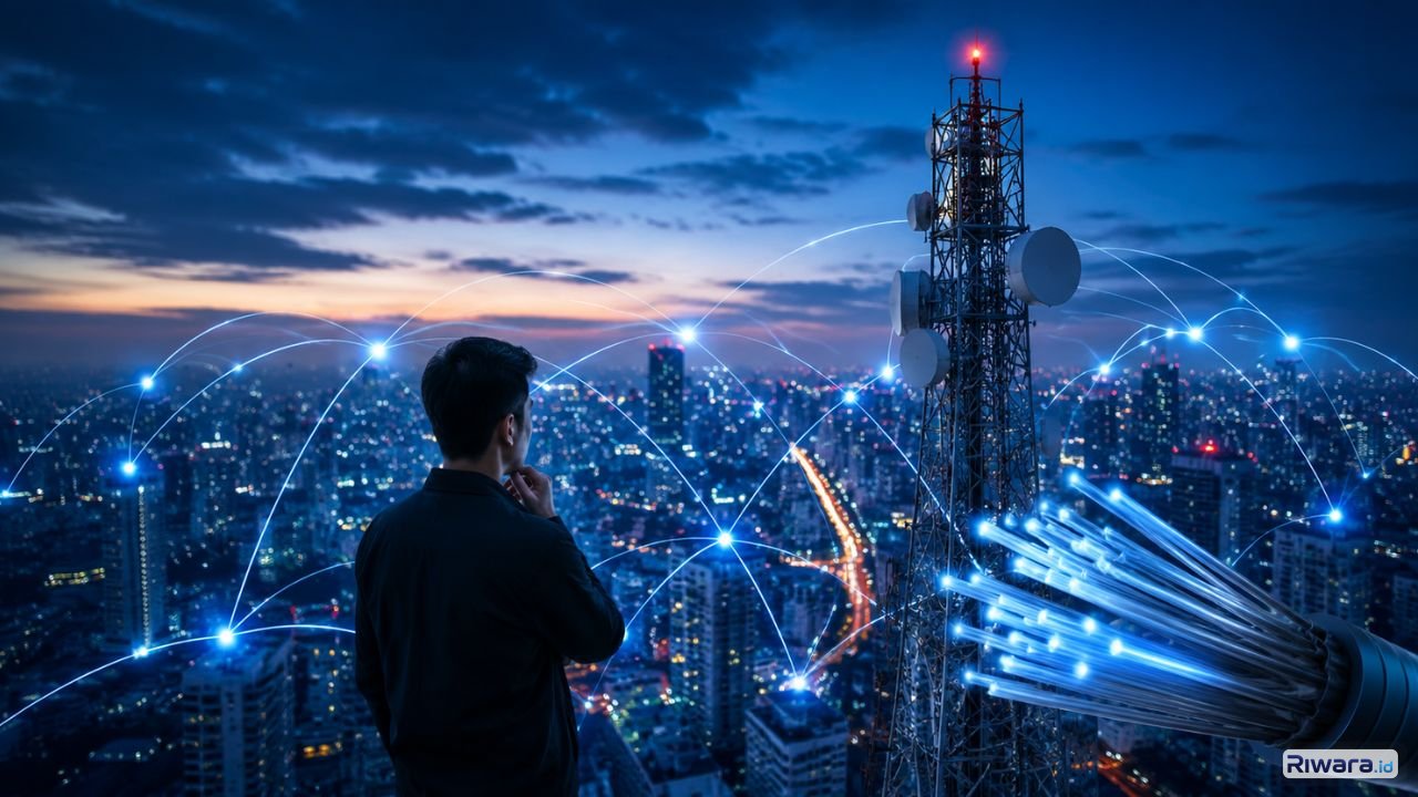 Ilustrasi jaringan internet dan infrastruktur telekomunikasi nasional Dokumen blueprint Komdigi menyoroti kualitas fixed broadband Indonesia yang masih tertinggal meski jumlah ISP nasional telah mencapai 1532 provider